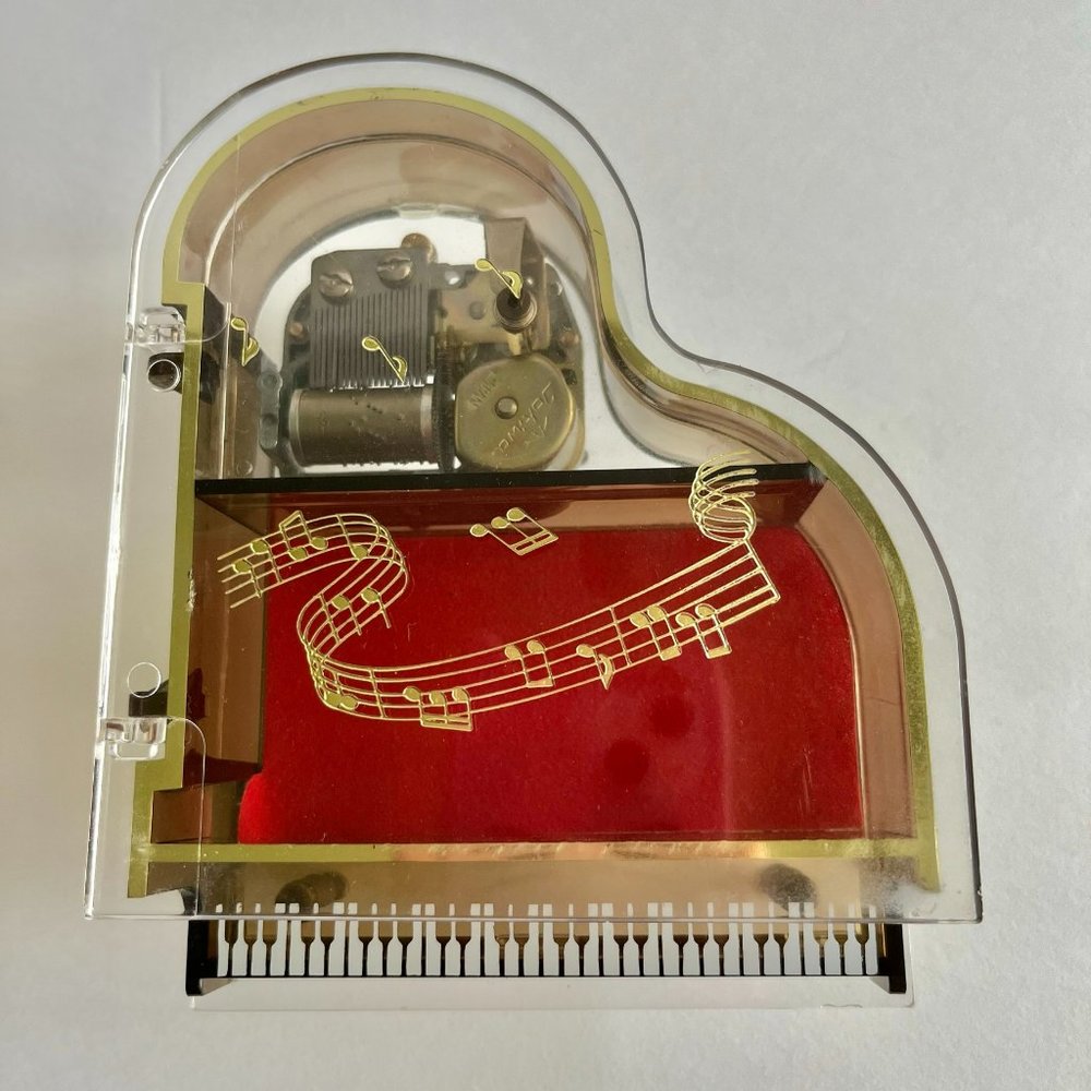 Vintage musical baby grand piano jewelry box - The Entertainer